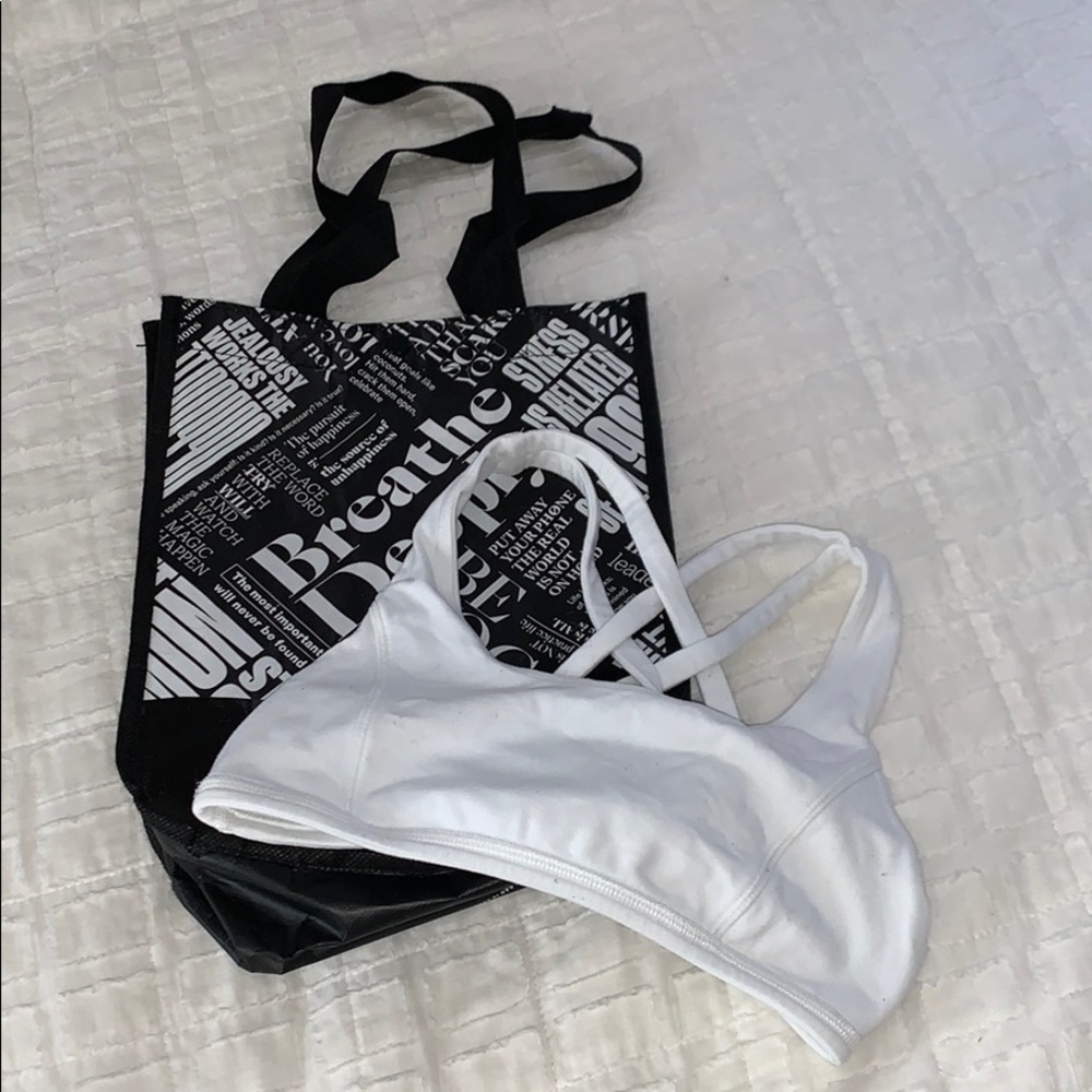 ivivva bra, and lulu bag